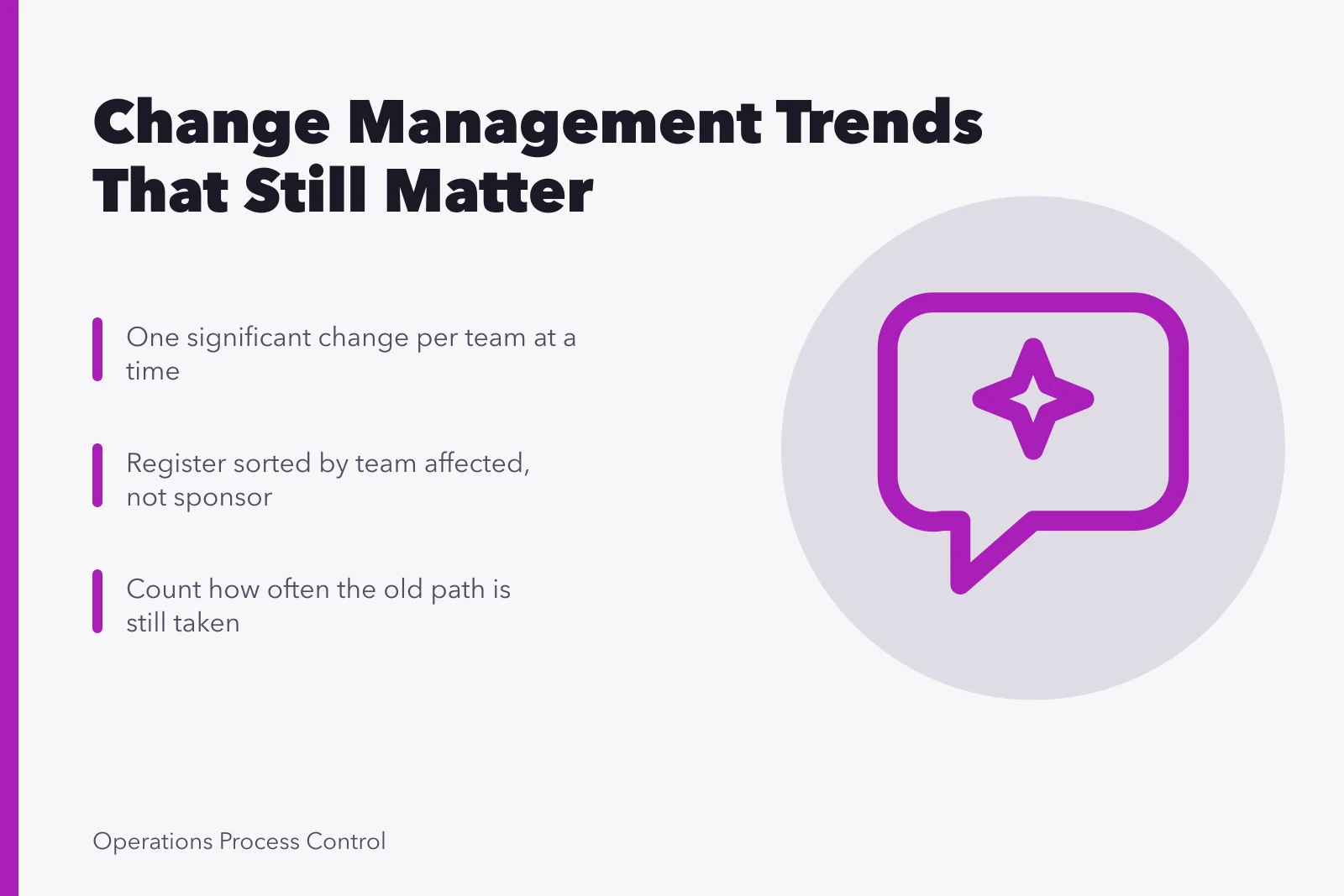 Card summarizing change management trends for operations teams. The change management trends that will still matter next year