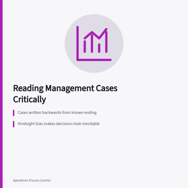 Card summarizing how to read management case studies critically. A closer look at management foundations case study