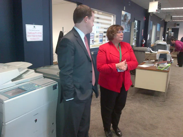 MassDOT Secretary Richard Davey speaks with Worcester RMV branch manager Donna Miller. Management foundations for a new manager: what changes in the first months