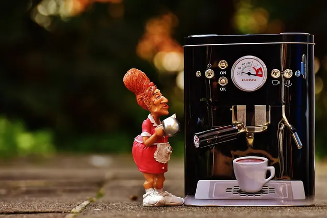 coffee, waitress, operation, coffee machine, control, figure, bistro, bar, restaurant, funny, decoration, fun, gastronomy, yummy, coffee machine, coffee machine, coffee machine, co