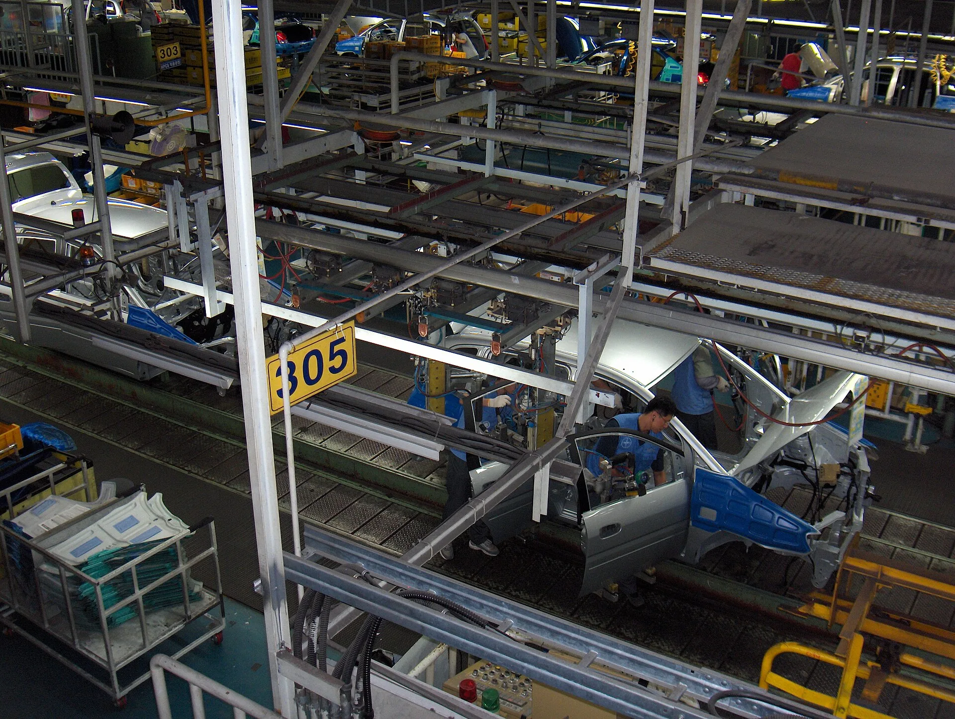 Assembly line at Hyundai Motor Company’s car factory in Ulsan , South Korea. Operating processes examples compared: the usual blame versus the real cause