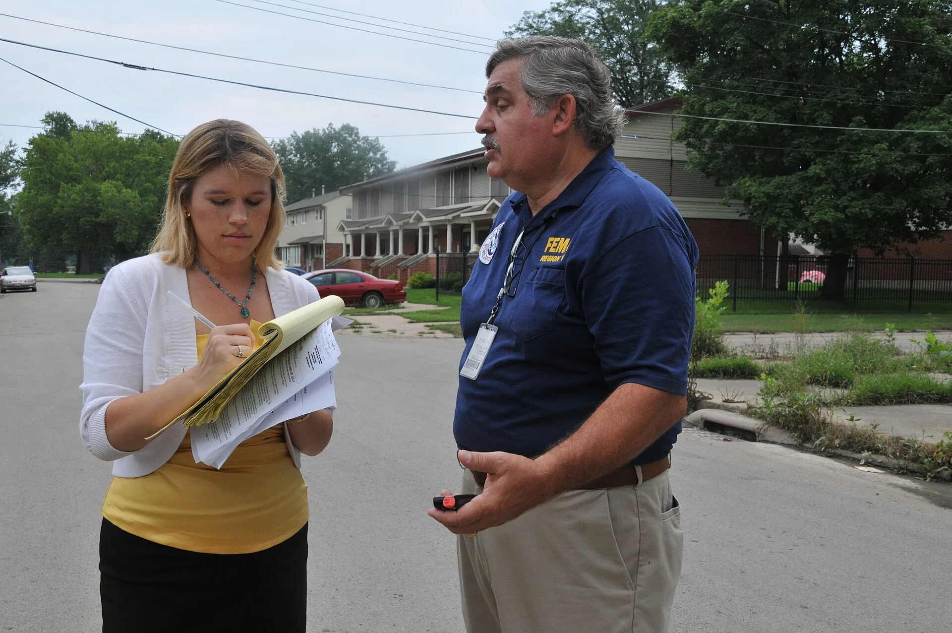 Freeport, IL, August 4, 2010 -- Gene Romano, a FEMA Public Affairs representative, is interviewed by a reporter in Freeport, IL. Romano was discussing the preliminary damage assessment process taking place in areas affected by recent flooding at the request of the IL Governor's office. FEMA is worki. How to interview for operating processes without wasting anyone's time