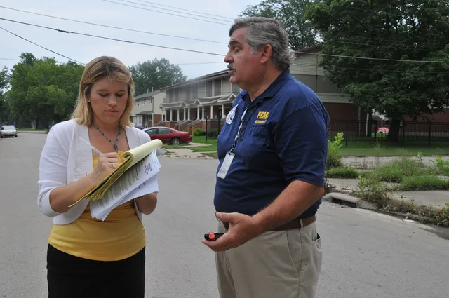 Freeport, IL, August 4, 2010 -- Gene Romano, a FEMA Public Affairs representative, is interviewed by a reporter in Freeport, IL. Romano was discussing the preliminary damage assessment process taking place in areas affected by recent flooding at the request of the IL Governor's office. FEMA is worki. How to interview for operating processes without wasting anyone's time