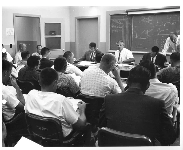 Original caption: Mission Review Meeting - Project Mercury's Director of Operations (center) discusses readiness of all elements of MA-7 mission with the technical staff responsible for directing the second U.S. manned orbital flight. To his right, G. Merrit Preston, Chief, Preflight Operations Divi. Four common operations claims to question and what else could explain the same result
