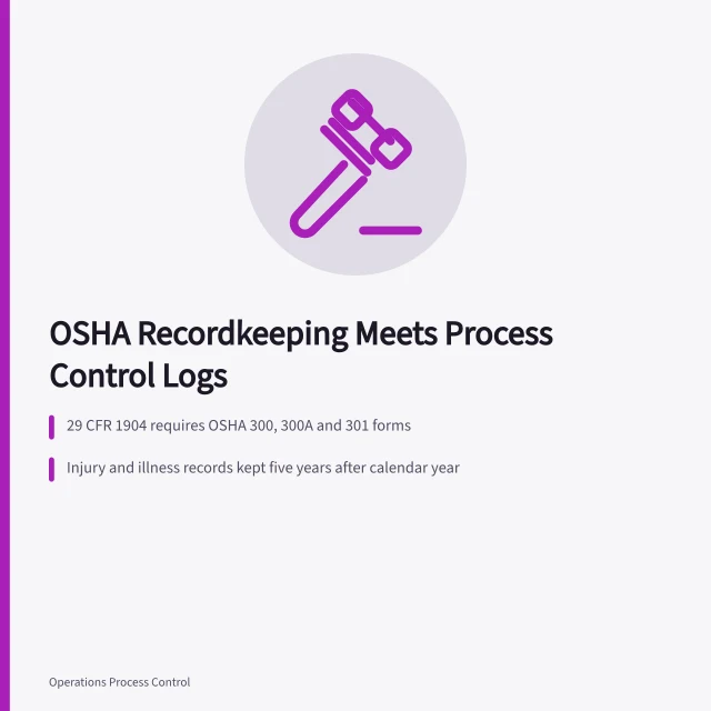 OSHA recordkeeping forms and five-year retention rules for plant logs. How OSHA recordkeeping rules shape process control documentation