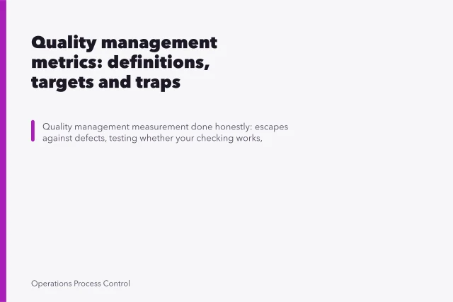 Quality management metrics: definitions, targets and traps. Quality management metrics: definitions, targets and traps
